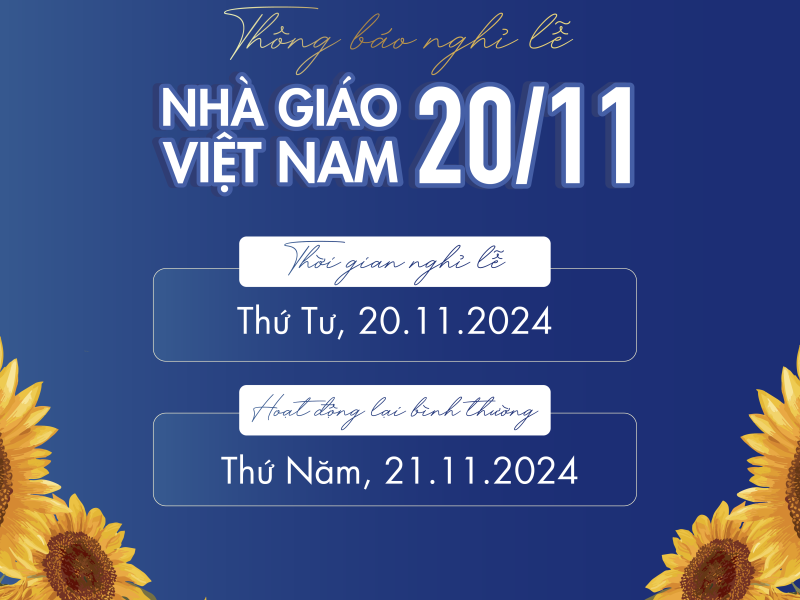 THÔNG BÁO NGHỈ LỄ NGÀY NHÀ GIÁO VIỆT NAM 20.11